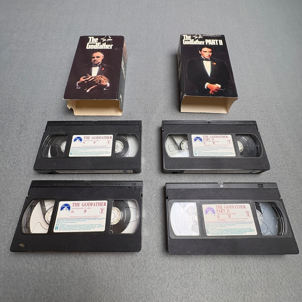 The Godfather & The Godfather Part II VHS Set Paramount Pictures Vintage 4-Tape